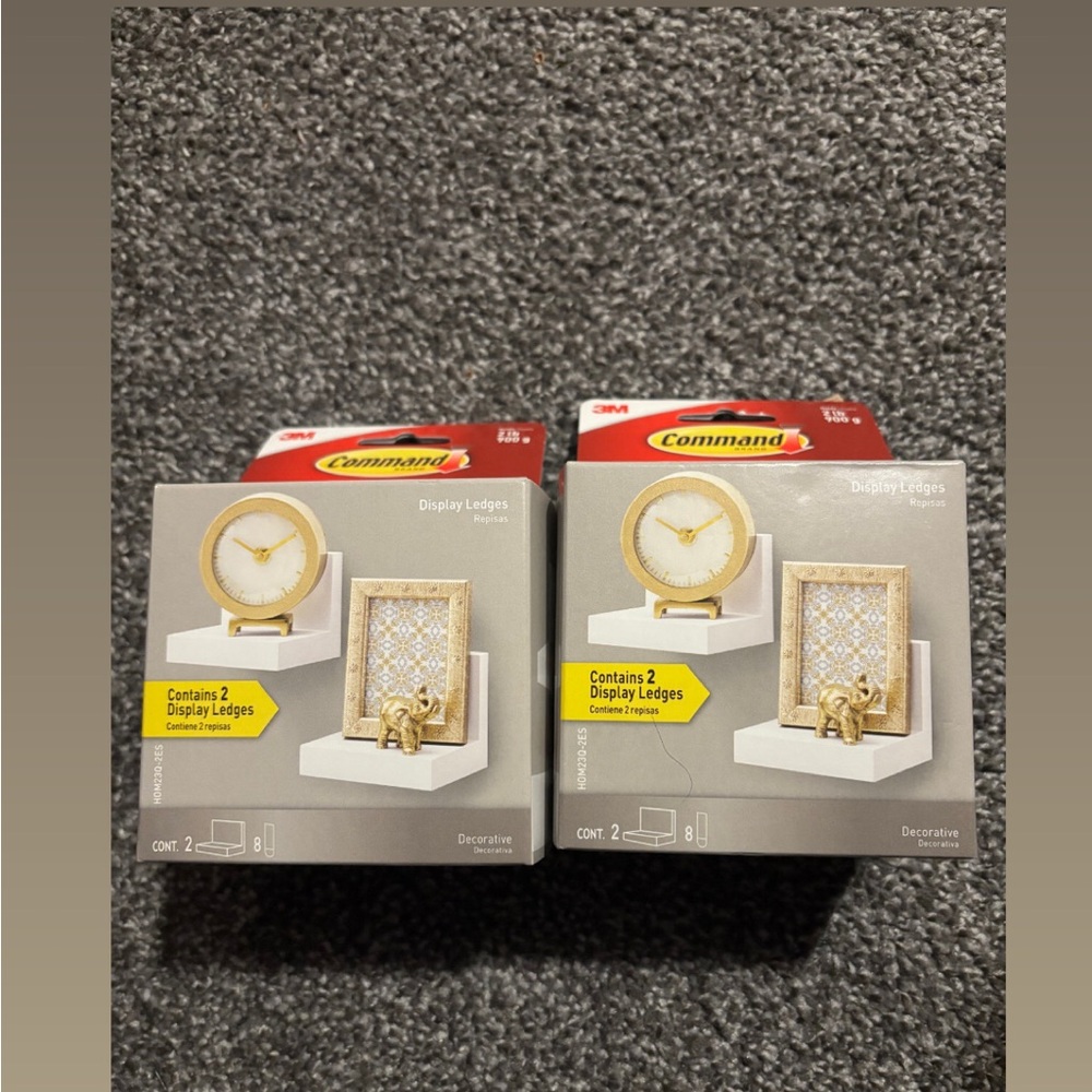 Commando White Display Ledges with Gold Trim (2 Pack)